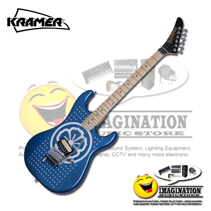 Kramer Baretta Electric Guitar - White Lotus Candy Blue with EVH D-Tuna and Reverse Headstock