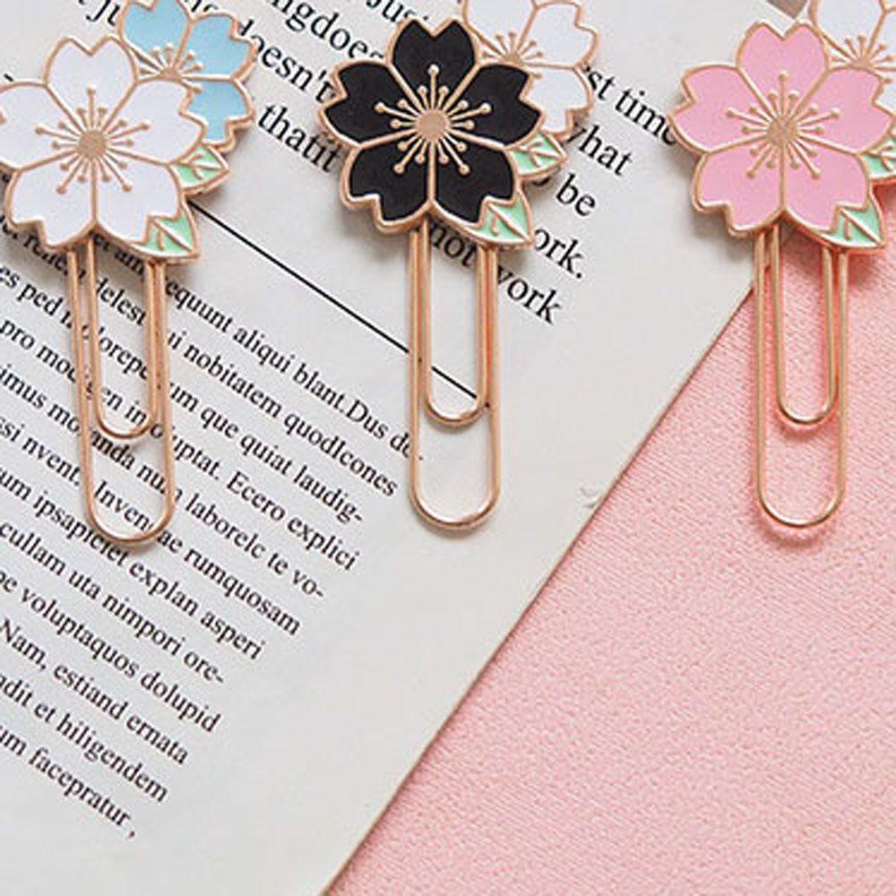 [Elegan] Bookmark Gift Decor Kreatif Warna-Warni Logam Sakura Perlengkapan Kantor Sekolah