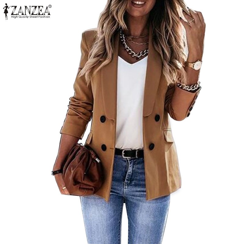 Zanzea Blazer Lengan Panjang Model Casual Untuk Wanita  
