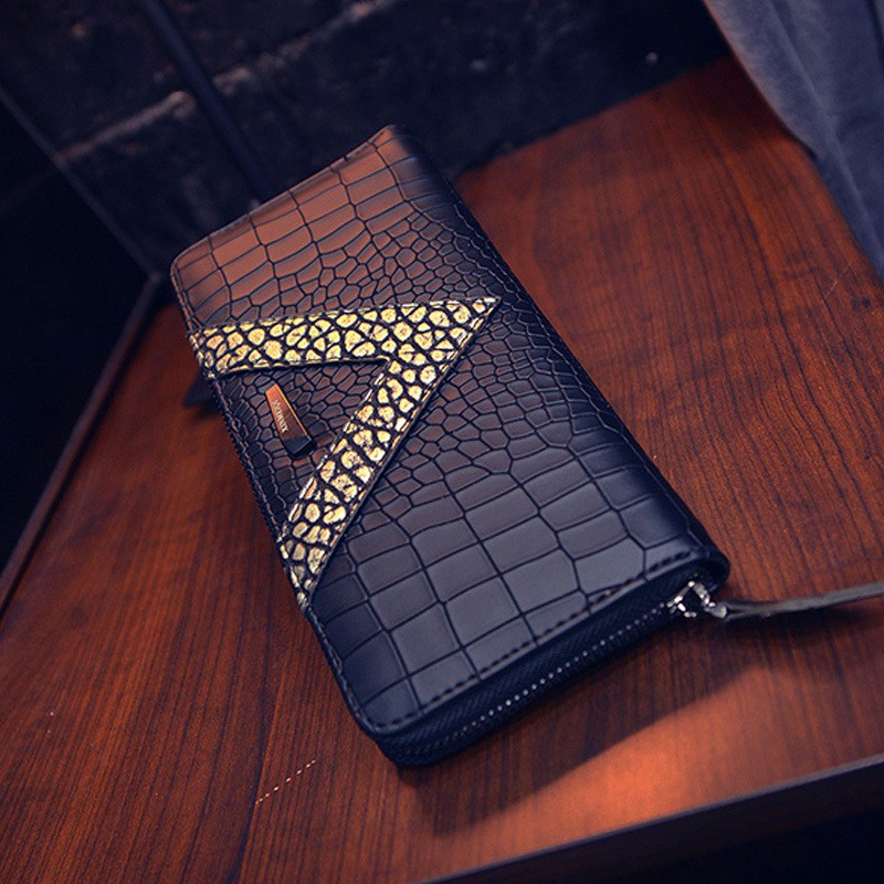 DOMPET WANITA PESTA PANJANG KULIT HITAM CROCO MEWAH IMPORT PREMIUM CORRA WA029B5 KOREA PARIS FASHION