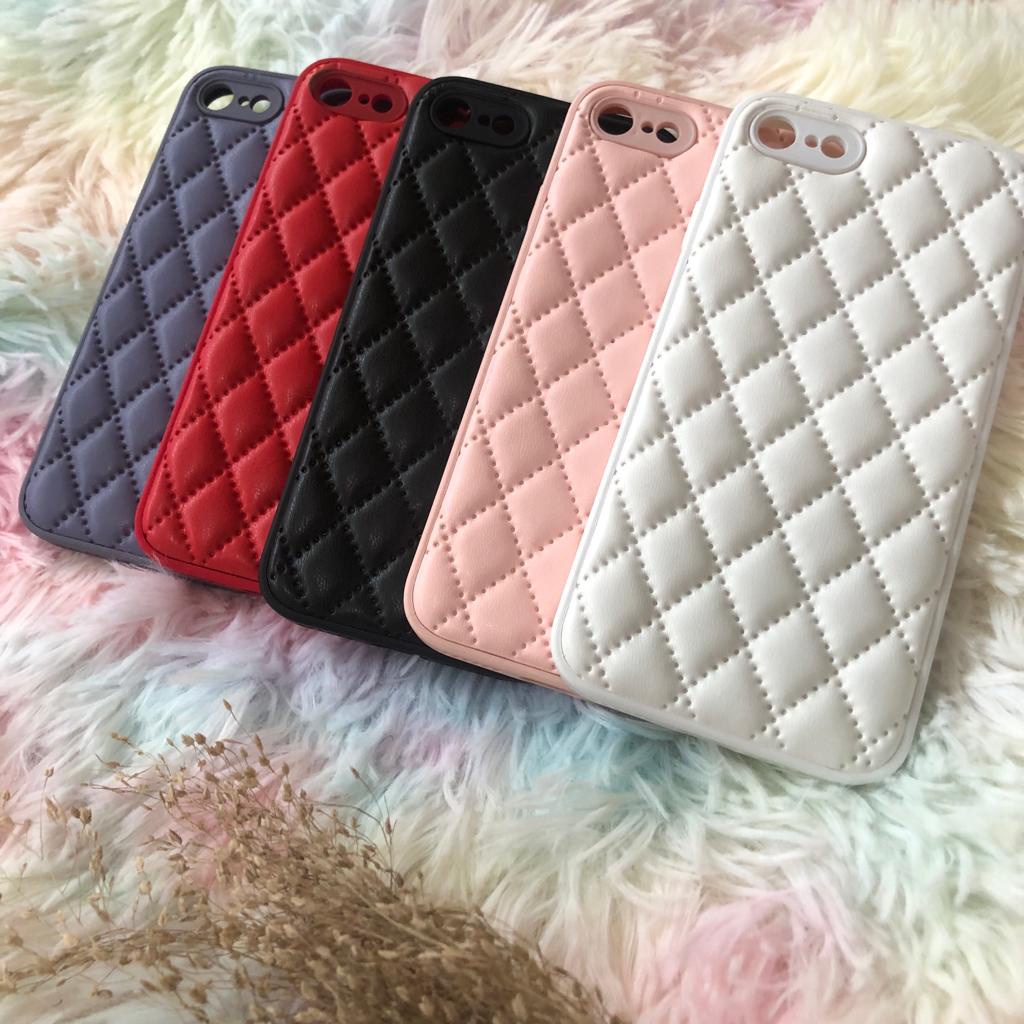 PUFFY Leather Case Bahan Kulit Motif Kotak iPhone 7/8/SE/7plus/8plus/X/Xs/Xr/Xs Max/11/11pro/11promax/12/12mini/12pro/12promax/13/13mini/13pro/13promax