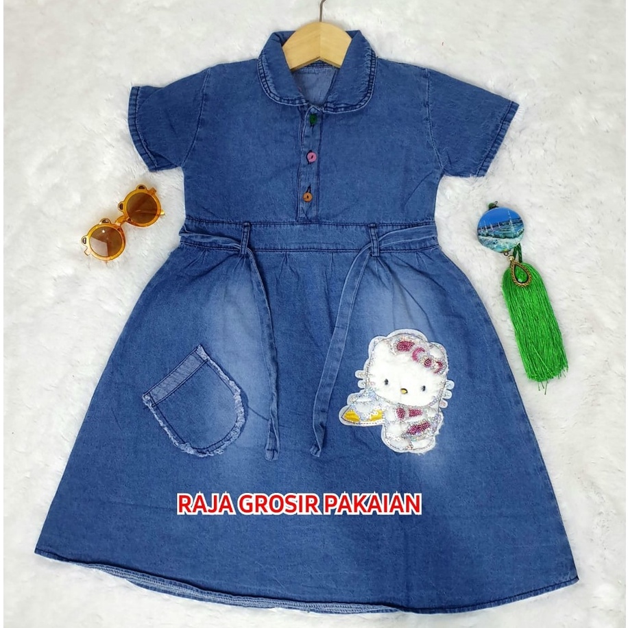 Dress Anak Jeans Kerah Boneka Estimasi Usia 4-9Thn