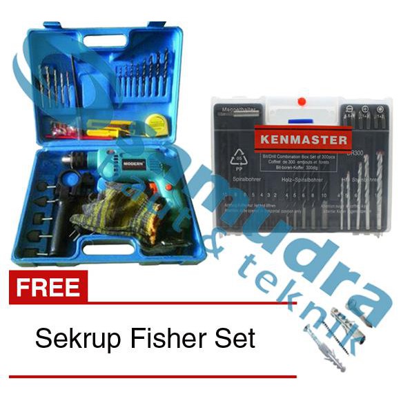 DISKON BESAR MODERN 2130 Mesin Bor Tembok + Mata Bor Set Besi Kayu Beton + Sekrup