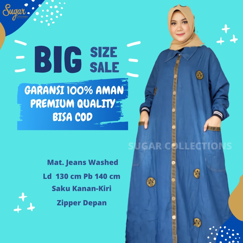 GAMIS JEANS TERBARU JUMBO Zipper Depan Bahan Jeans Wash COD