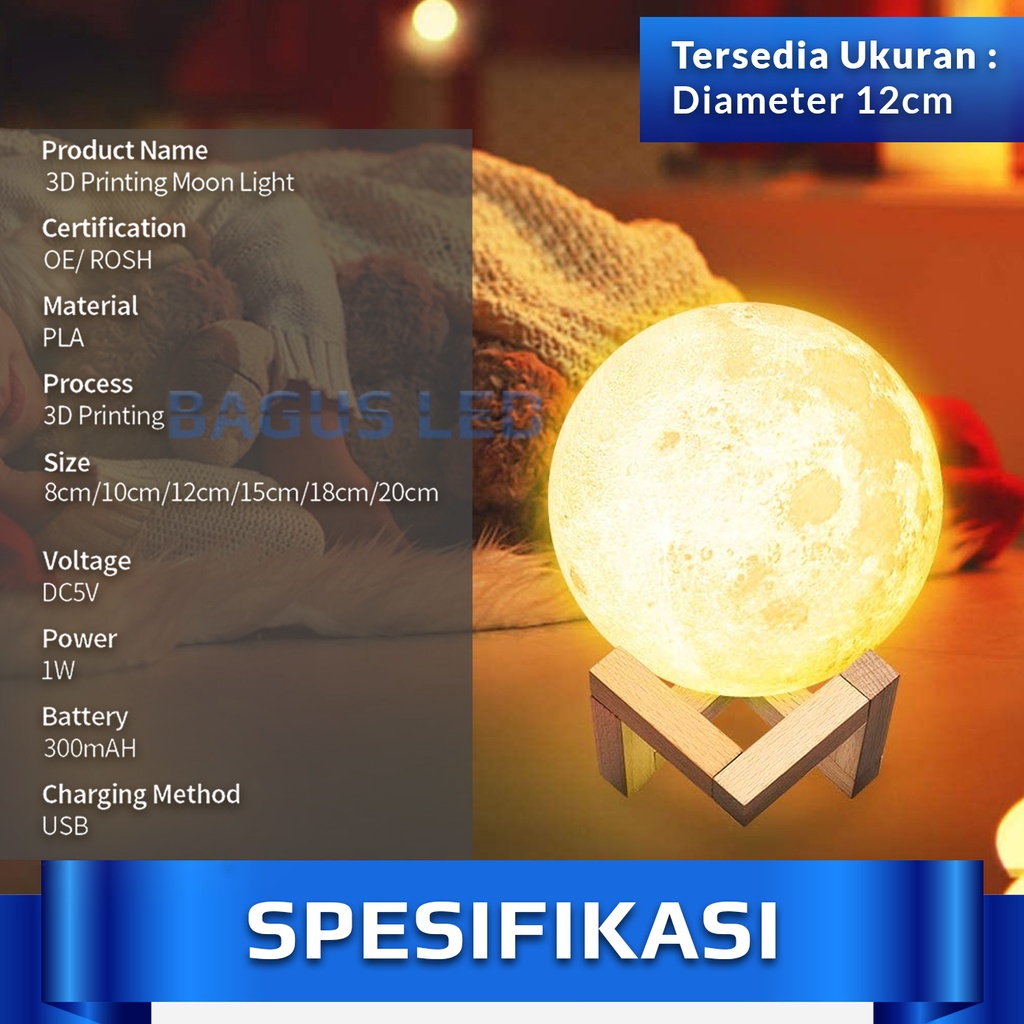 [COD] Lampu Tidur LED Hias Dekorasi Bulat 3D Tumblr Moonlight Lamp