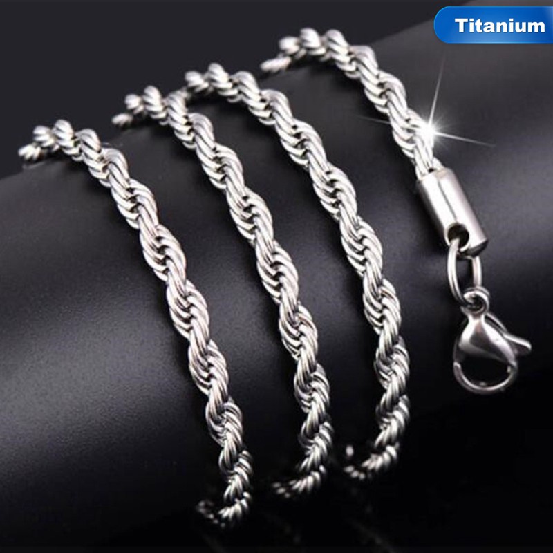 24K Gold/925 Sterling Silver TwistedChain Necklace 16-30 inches Men Women