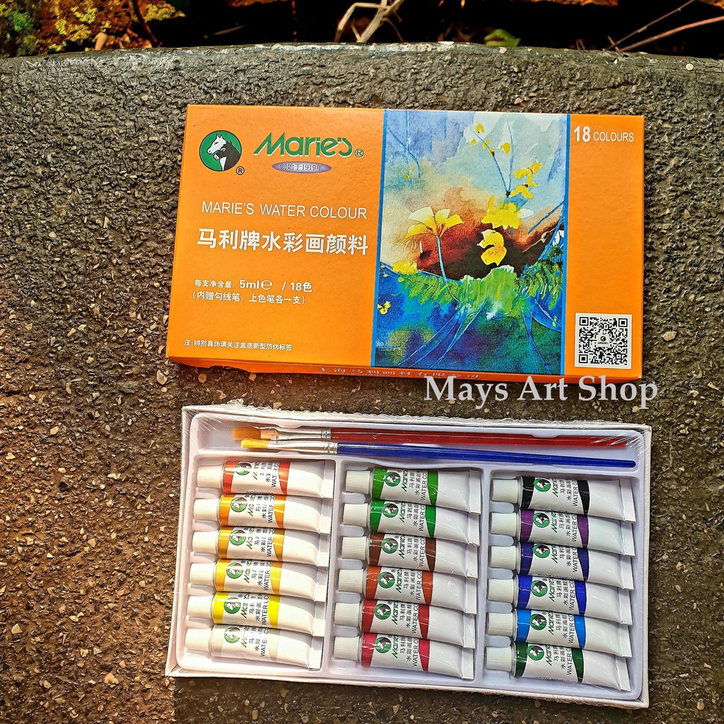

HJK Maries Watercolor 18x5ml dan 12 x 5ml / Cat Air Maries 18 dan 12 Warna / Watercolour E1327