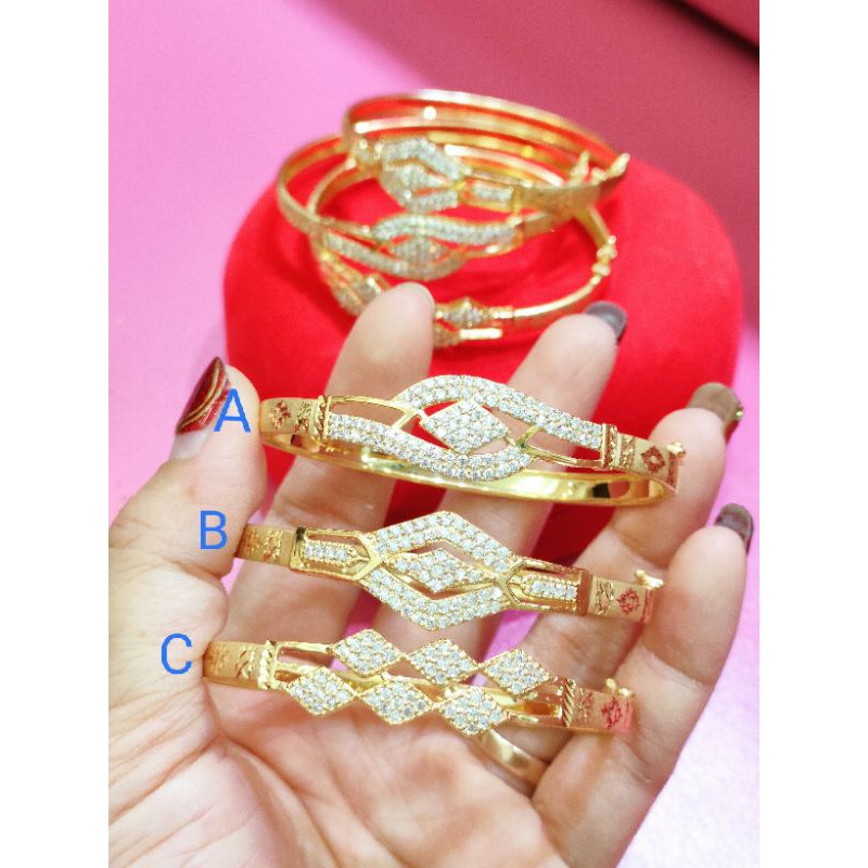 GELANG KERONCONG OVAL MATA ( PERAK 925 ) LAPIS EMAS 24K