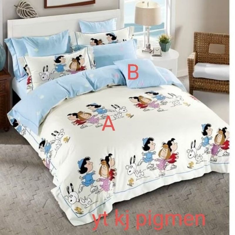 sprei katun jepang motif snoopy size 160x200x40 + bedcover double