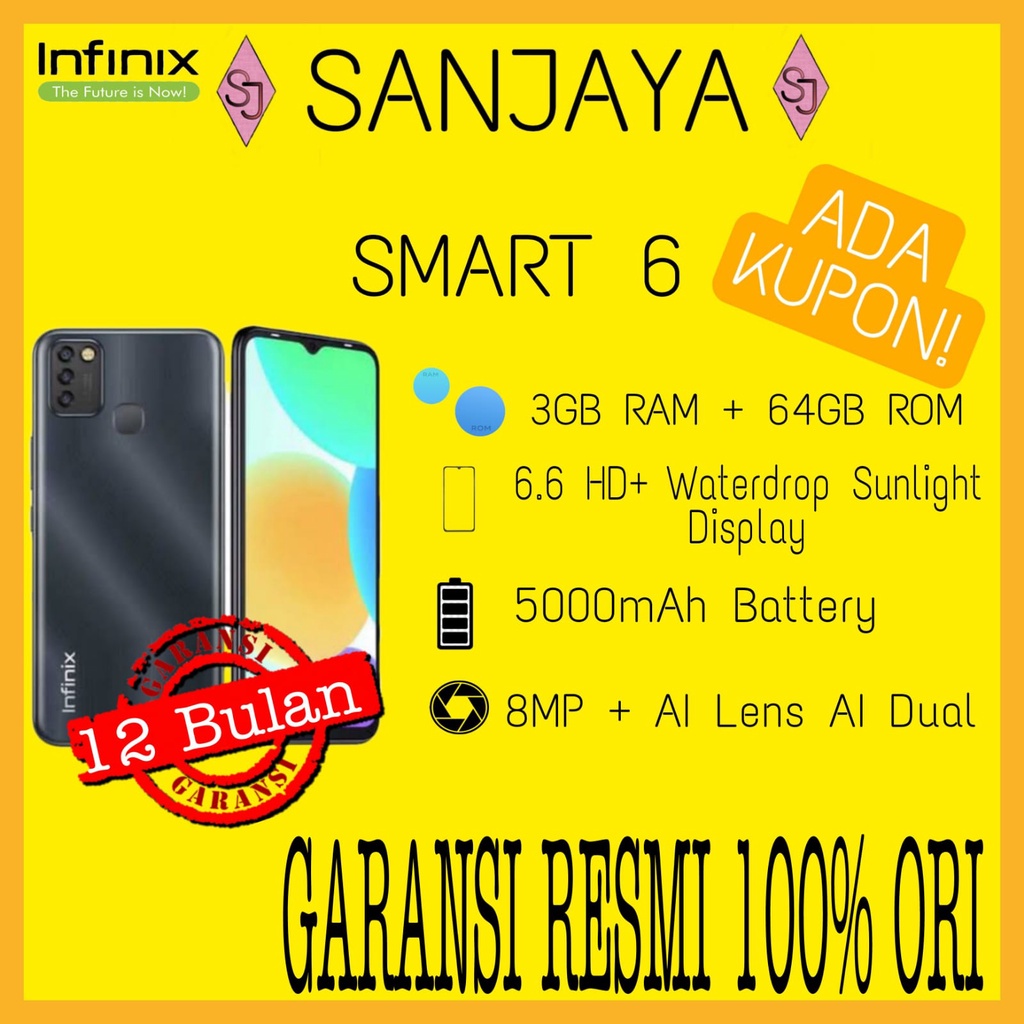 INFINIX SMART 6 3GB RAM + 64GB ROM