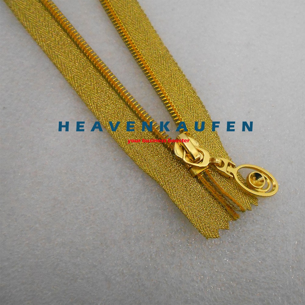 Resleting Zipper Coil 15 cm Blink - Blink Mengkilap Warna Gold