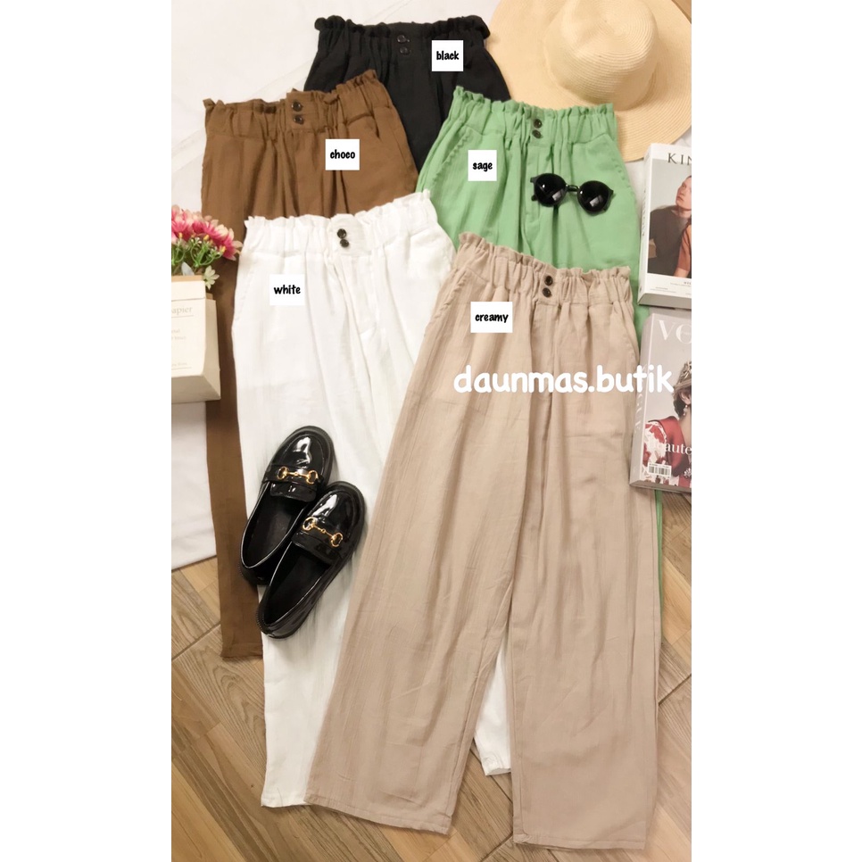 1KG MUAT 4PCS |  FOLA PANTS LINEN CRINKLE HITS OOTD KOREAN STYLE FASHION GROSIR WANITA