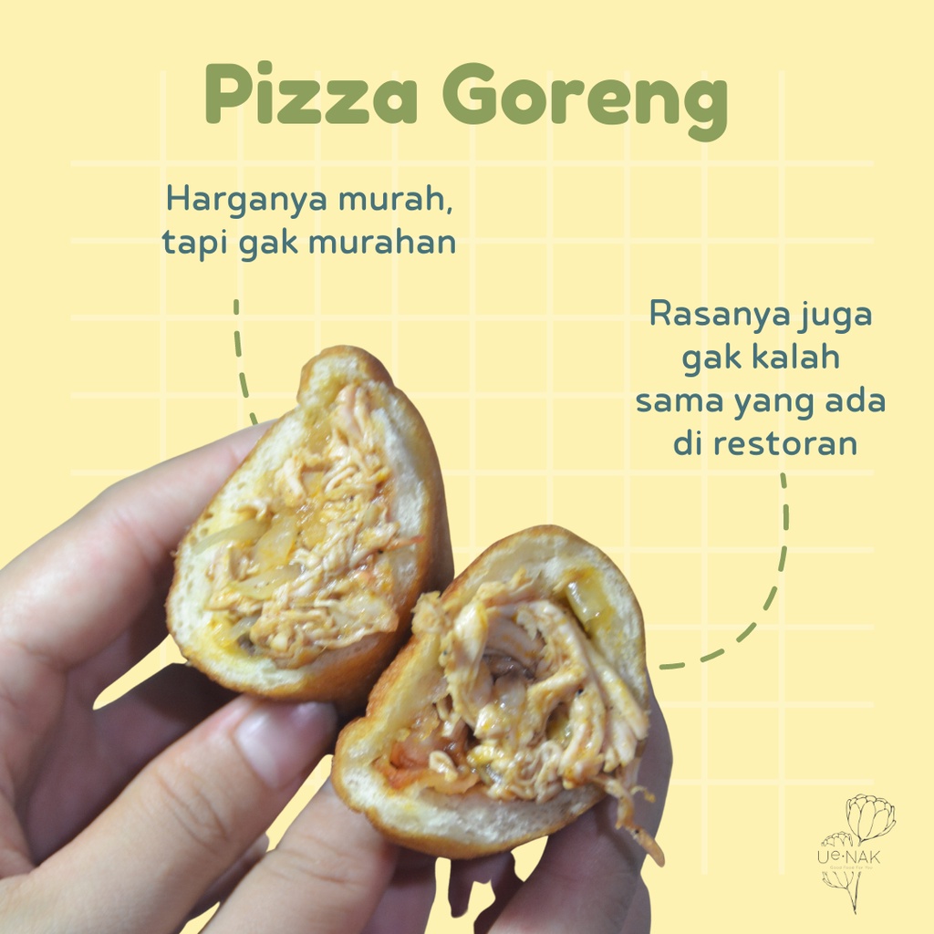 

PIZZA GORENG UE.NAK Varian Chicken BBQ Isi 4 Pcs Camilan Frozen