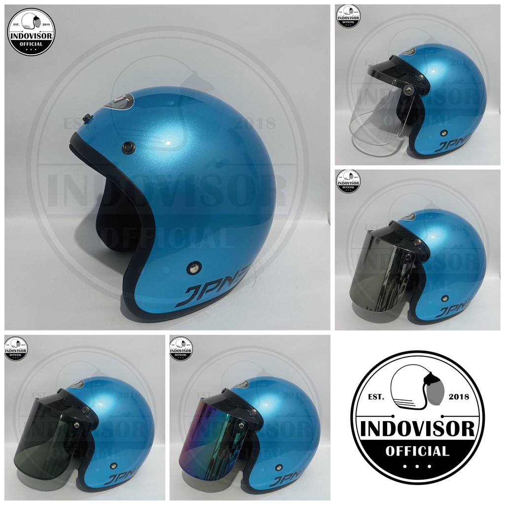 Helm JPN Warna Biru Tosca Gloss kaca flat datar