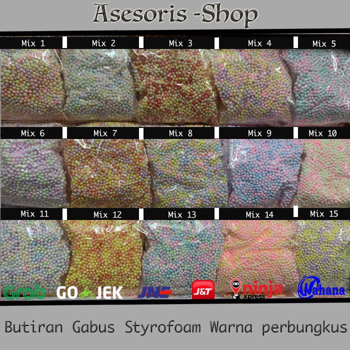 

Terlaris Butiran Gabus Styrofoam warna warni per bungkus untuk souvenir / slime Palingdicari