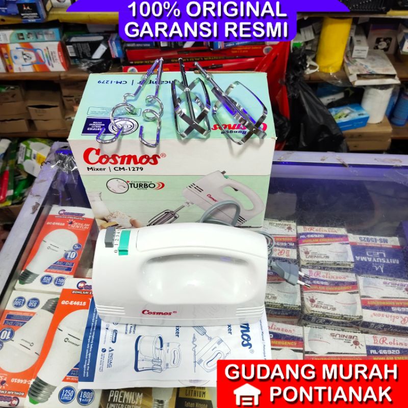 Mixer cosmos CM 1279 hand Pengaduk kue / pengocok putih pencampur adonan turbo 5 kecepatan