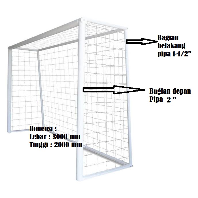 Portable Gawang Futsal Standar + Jaring Gawang Dimensi : 3000x2000mm
