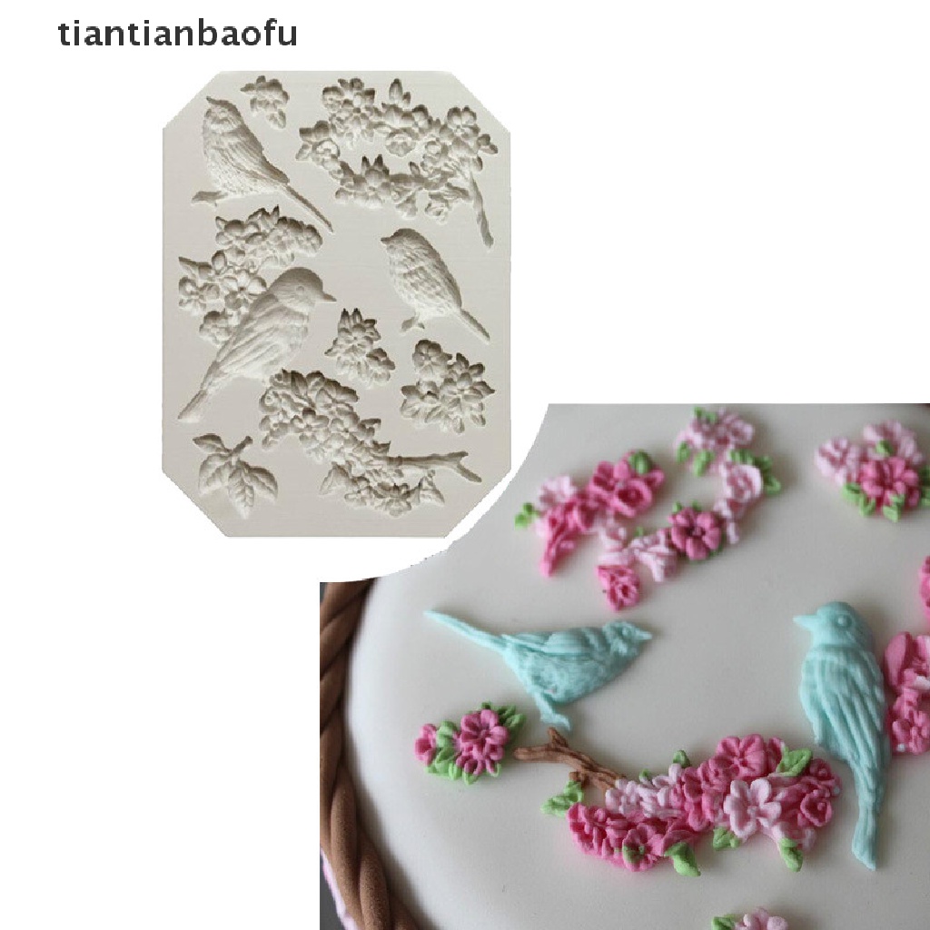 Cetakan Fondant Kue Coklat Gumpaste Bentuk Burung Dan Bunga Bahan Silikon Untuk Dekorasi