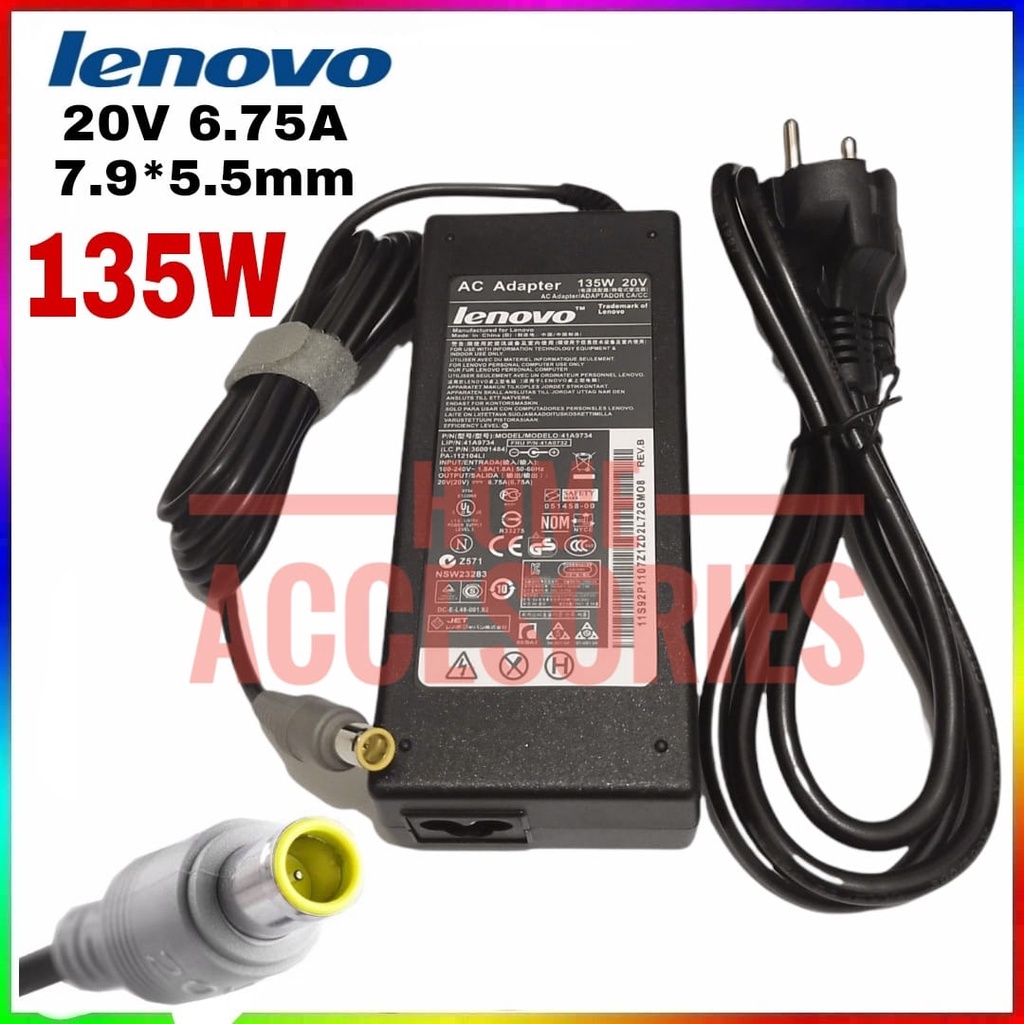 20V 6.75A 135W 7.9*5.5mm AC Adapter Charger Laptop Power Supply for Lenovo ThinkPad T430s T510 T530 