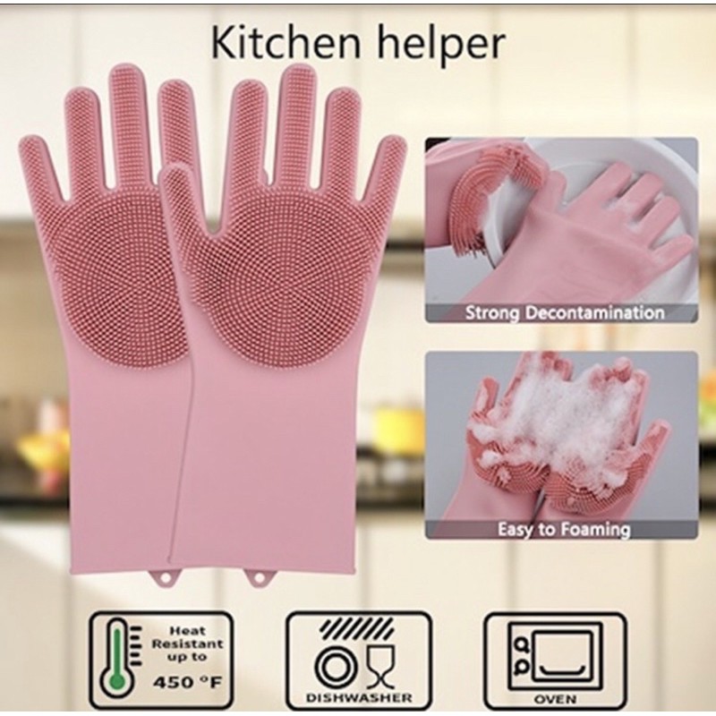 SARUNG TANGAN CUCI CLEANING GLOVES SILIKON IMPORT MURAH MAGIC PIRING ALAT MASAK ANTI PANAS