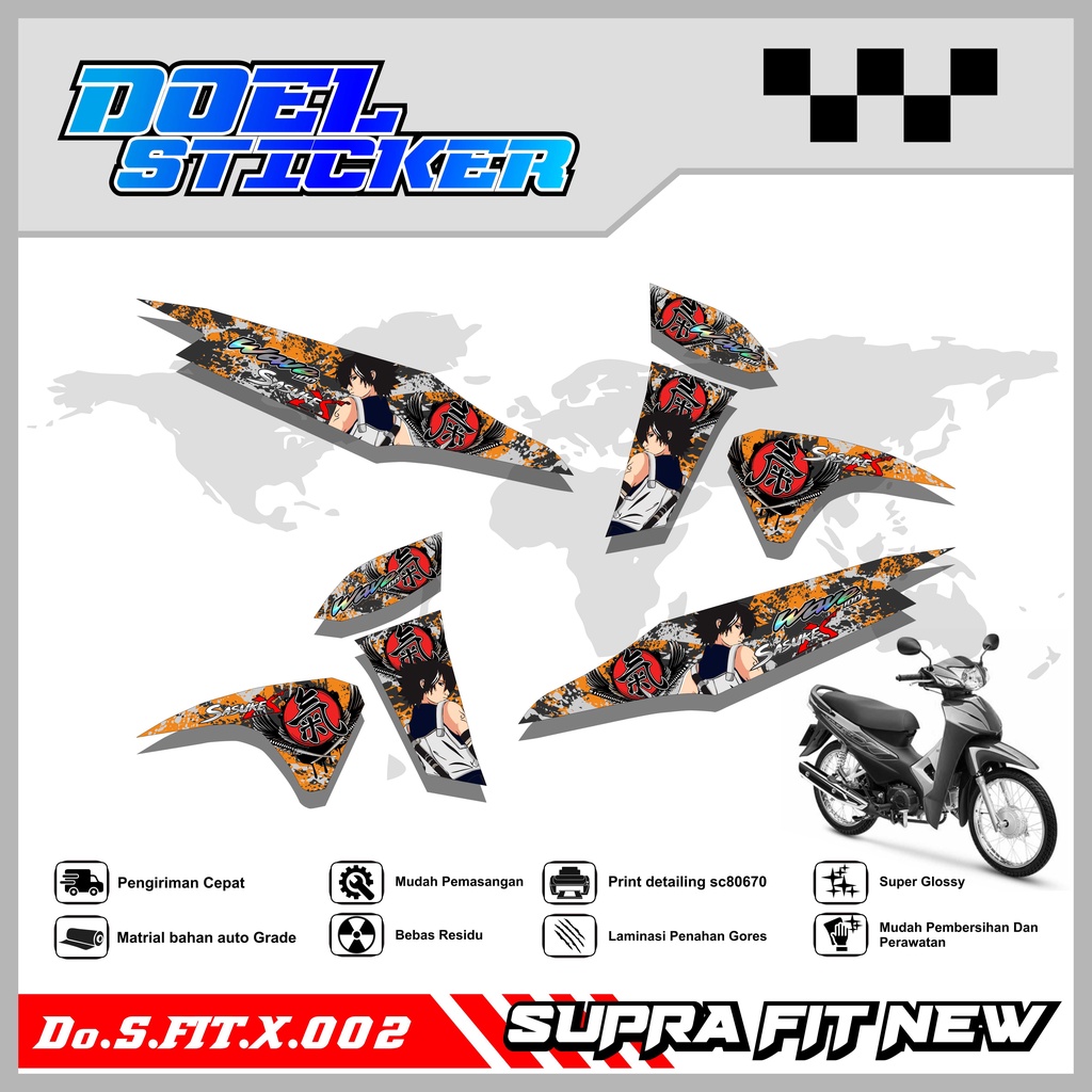 STICKER STRIPING SUPRA FIT NEW SUPRA FIT NEW / FIT X / FIT LIST VARIASI HOLOGRAM , CROME DOEL 002