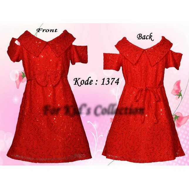 Dress Anak Perempuan Fashion Model Cut Shoulder Manik