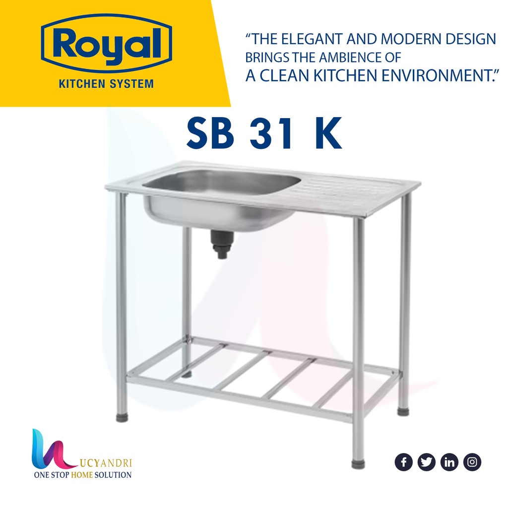 KITCHEN SINK ROYAL SB 31 K MEJA BAK CUCI PIRING PORTABLE - Kaki Siku