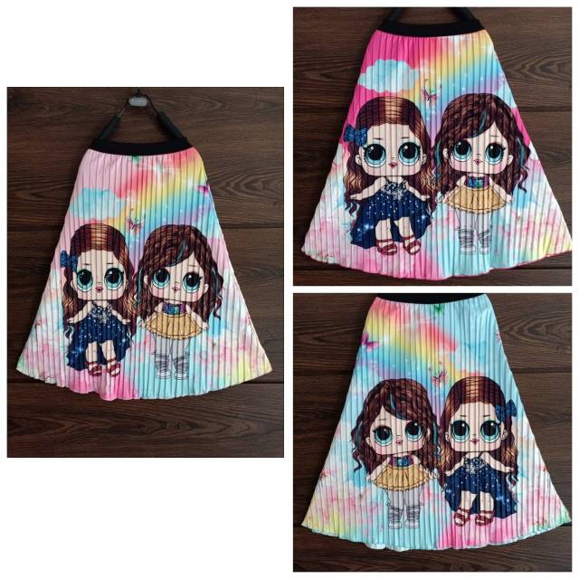 ROK ANAK PEREMPUAN  PLISKET SCUBA KARAKTER LOL