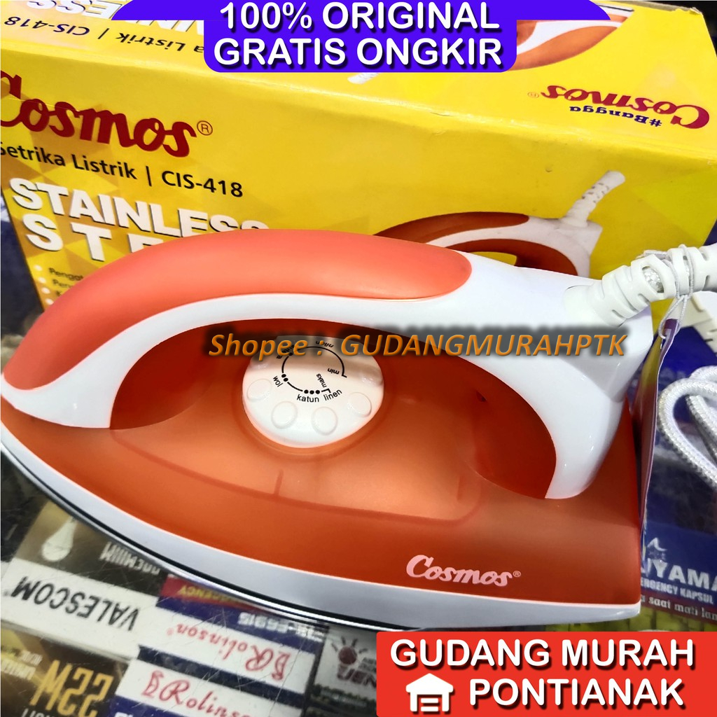 Setrika Cosmos CIS 418 Stainles stenles anti karat penggosok iron