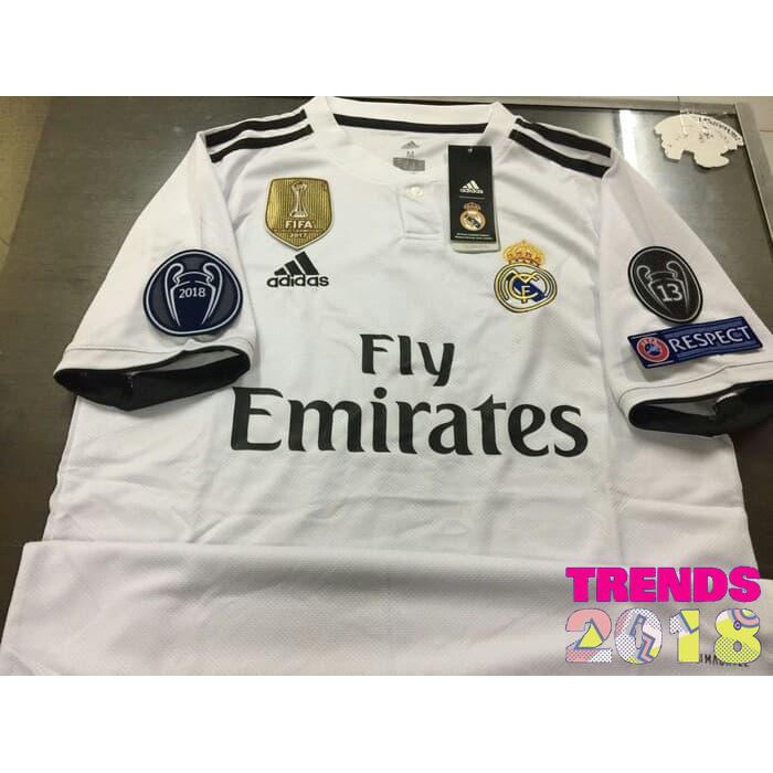 Jersey Baju Bola Real Madrid Home FULL PATCH UCL 2018/19