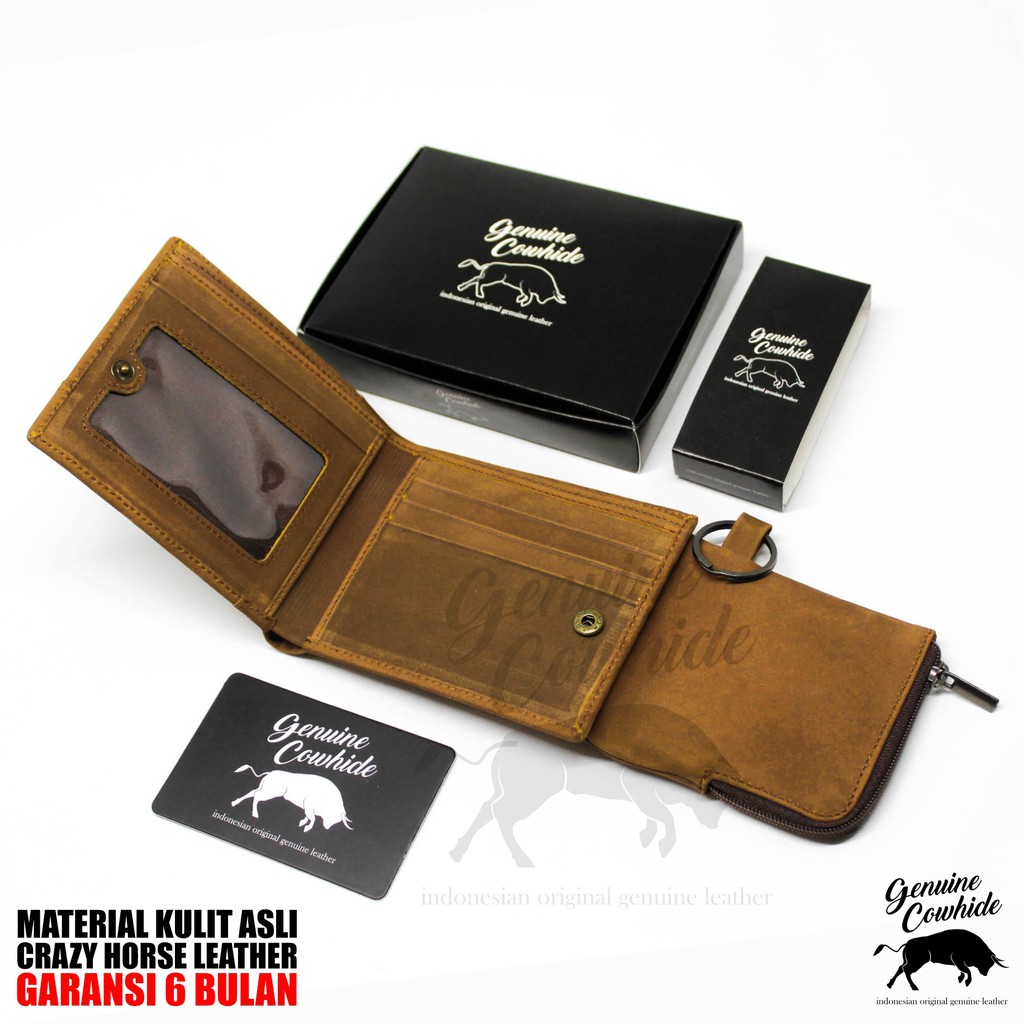 Dompet Pria Unik Vintage 100% Kulit Sapi Asli Jenis Crazy Horse Leather