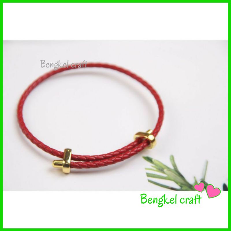 Gelang Tali Kulit waterproof liontin Huruf emas xuping