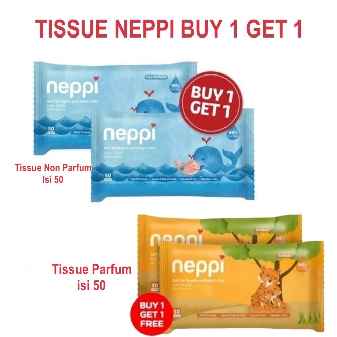 PERA154 TISSUE BASAH NEPPI ISI 50 PARFUM NON PARFUM ISI 50'S