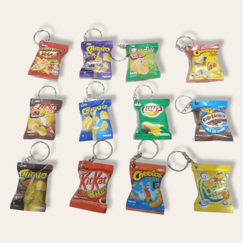 ✨ COD ✨ GANCI Gantungan Kunci Miniatur Snack Viral Souvenir Random