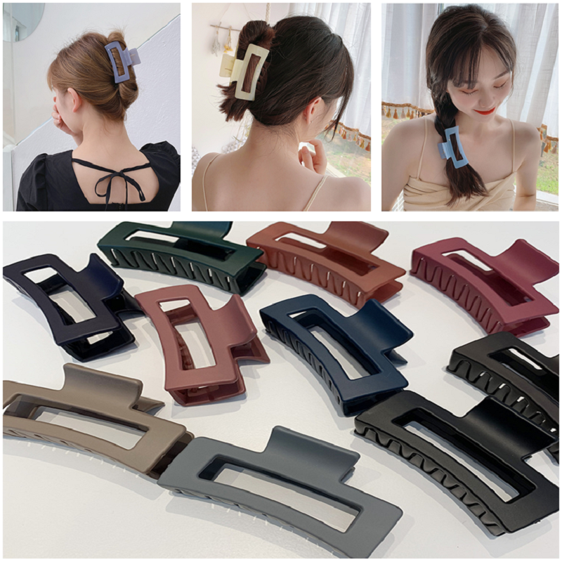 Korean Fashion Rectangular Frosted Hairpin for Women Retro Solid Color Headband Lazy Hair Tie Hairs Accessories