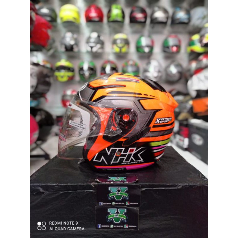 HELM HALF FACE NHK R1 MOTIF ORANGE PINK