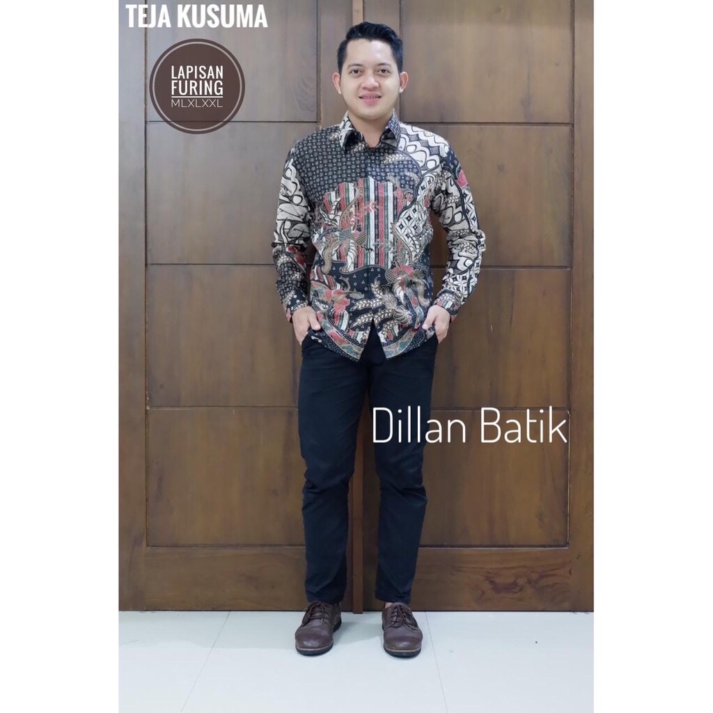 Kemeja Batik Pria Full Furing Lengan Panjang Katun Halus Sragenan Motif Teja Kusuma