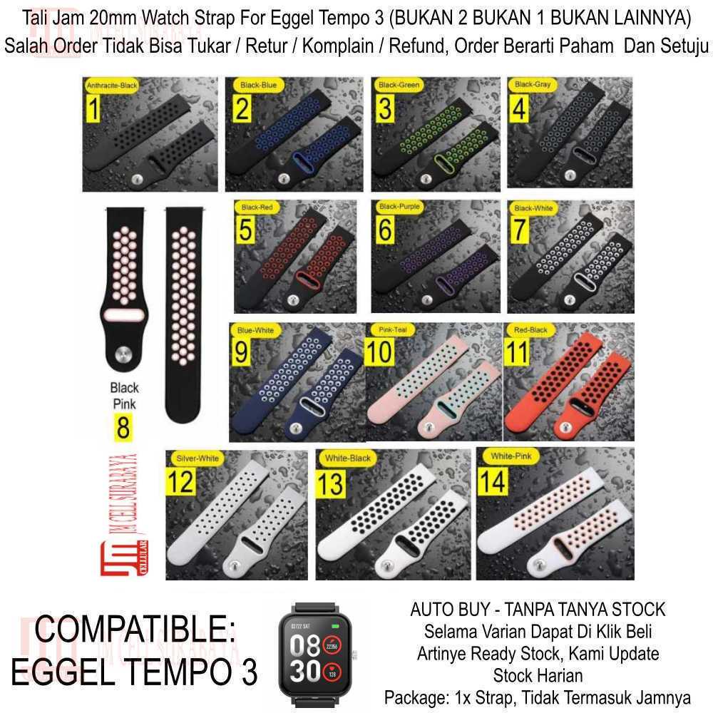 Nike Watch Strap Eggel Tempo 3 Kotak - Tali Jam Tangan 20mm Rubber Silikon Sporty High Quality