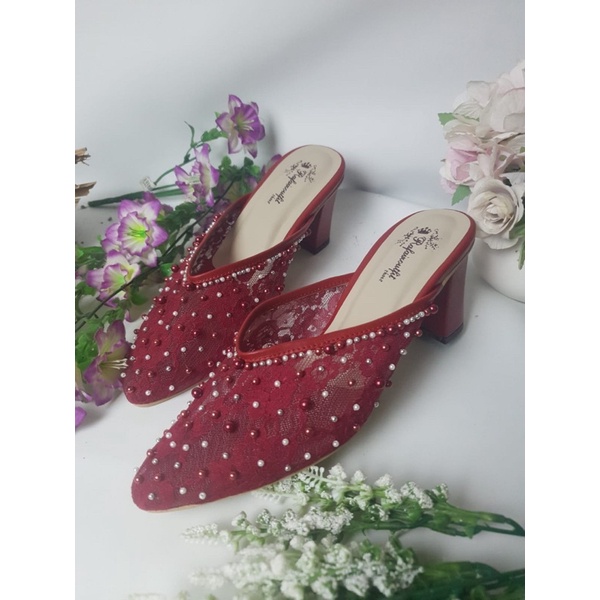 sepatu renitha merah marron tinggi 7cm tahu