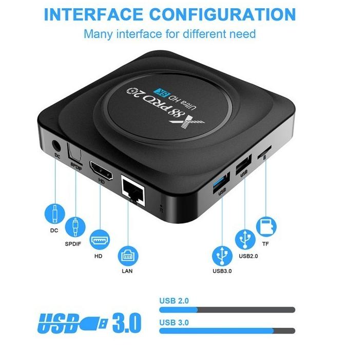Android Tv Box X88 Pro 20 RAM 8GB ROM 128GB NEW RK3566 Android 11.0 8K