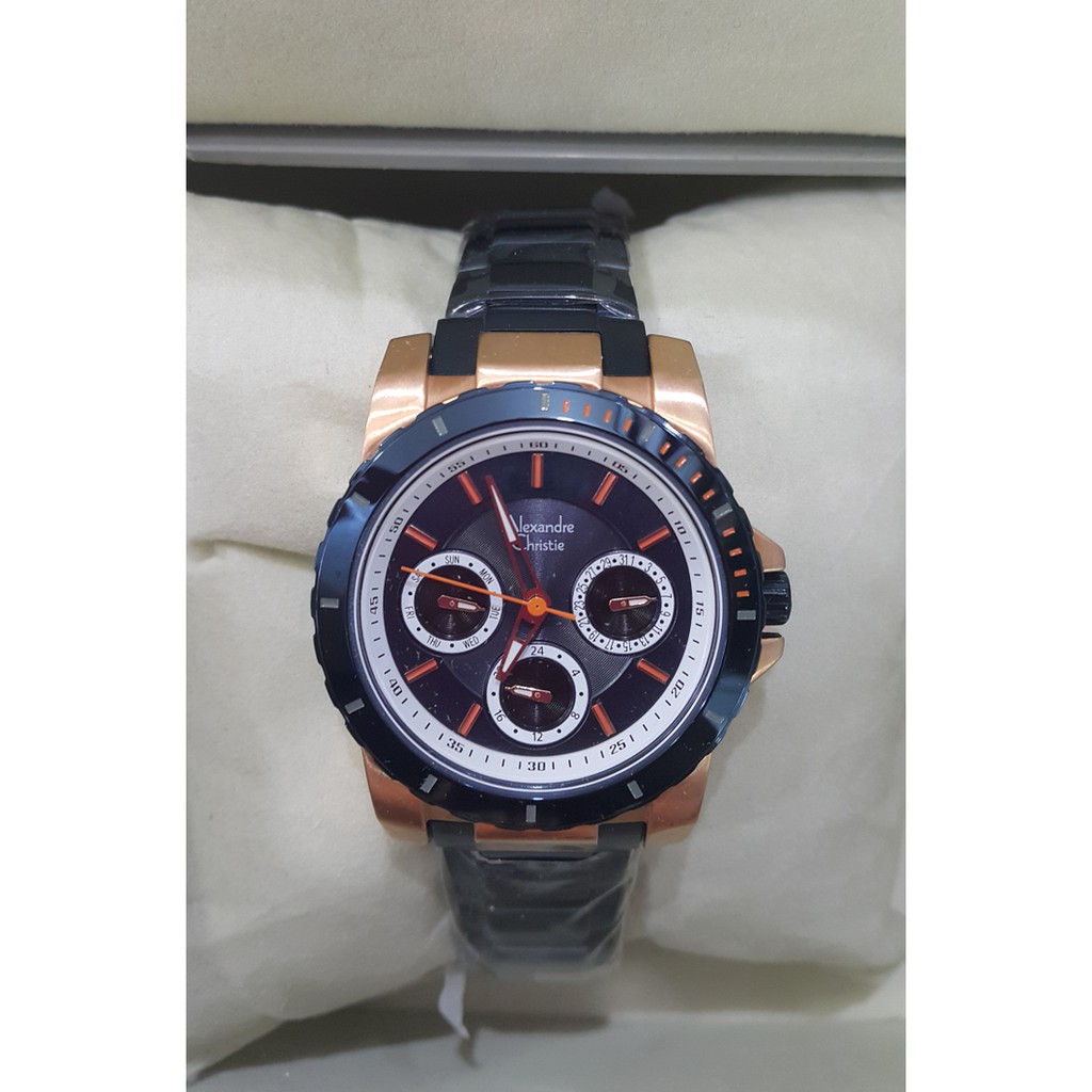 JAM TANGAN PRIA WANITA    ALEXANDRE CHRISTIE AC6141 BF AC 6141 BF ROSE GOLD BLUE LADY ORIGINAL