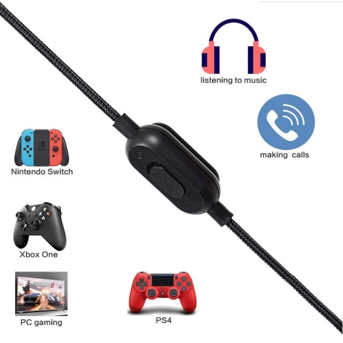 Gaming Headset Aux Cable For Logitech G Pro X G433 G233 With Mic Mute