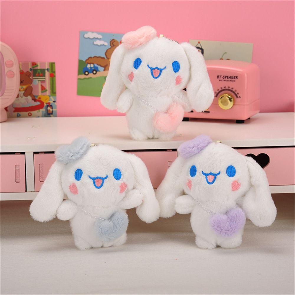 Lucu Sanrio Kuromi Cinnamonroll Rabbit Plush Keychain Mainan Kartun Liontin Ransel Ornamen Gadis Anak Hadiah