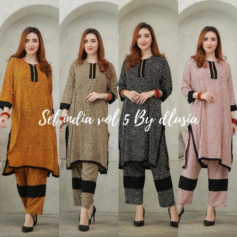 Daster arab Dlusia SETELAN INDIA Series Daily One Set Tunik Rayon Super Original Best Seller