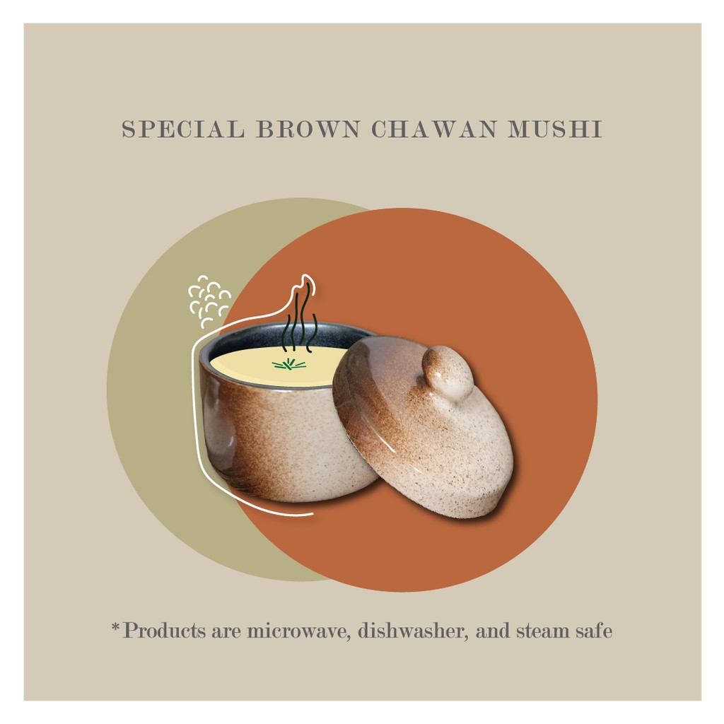 SPECIAL BROWN CHAWAN MUSHI, AMAN UNTUK DIKUKUS / DAPAT DIJADIKAN GELAS KECIL / BAHAN KERAMIK