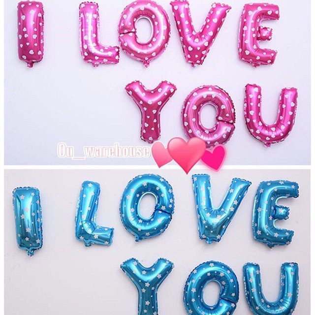 Paket Huruf I Love You Balon Foil Huruf Balon Foil Huruf Biru Atau Pink Balon Foil Angka Shopee Indonesia