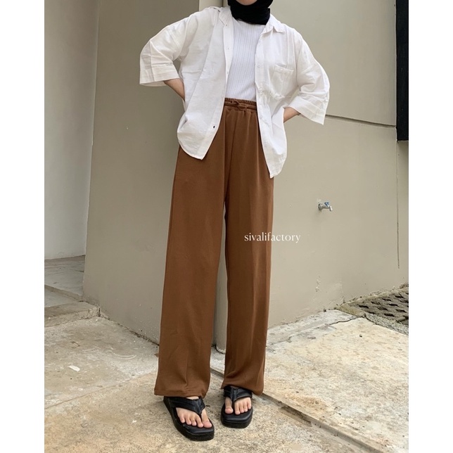 SIVALI Celana Kulot Rib Tebal | Celana Rib Adem Fit to Jumbo Size 778