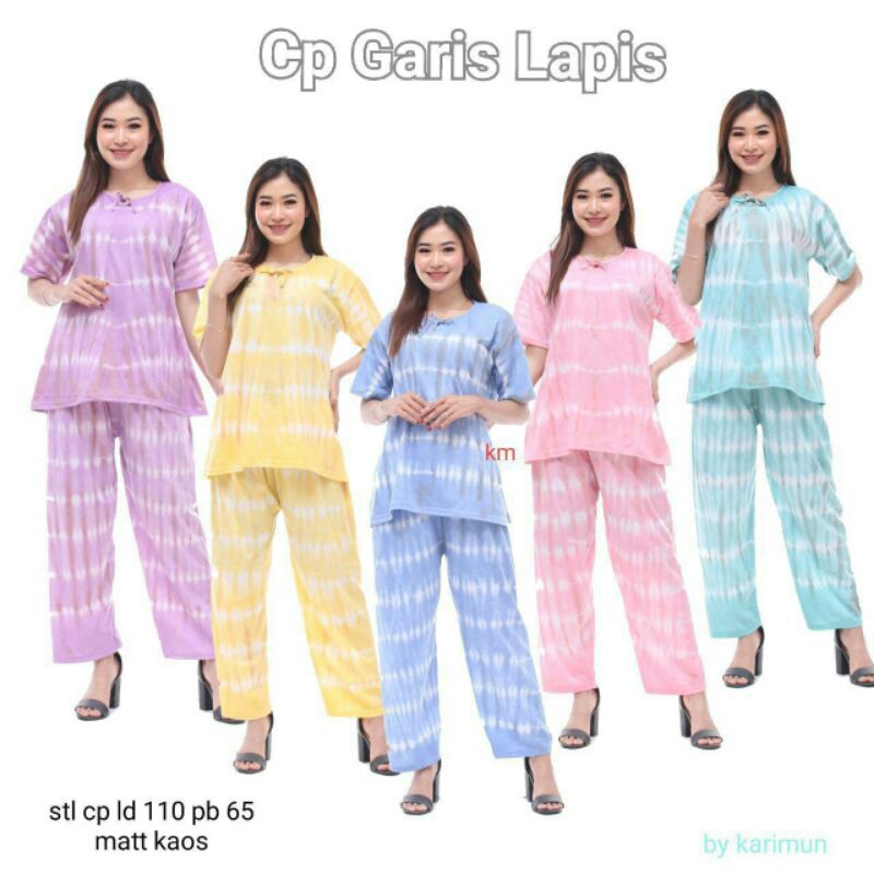 Setelan CP Kaos Pelangi One Set Tie Dye Daily Set Piyama Tiedye Setcel Wanita Batik Viral Terbaru