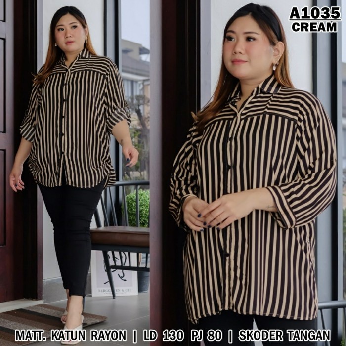 PC- KEMEJA JUMBO FELIX CREAM [Baju Atasan Wanita 0128] VDK -PC