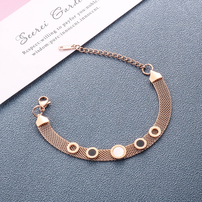 Gelang gepeng bvl clover titanium anti karat